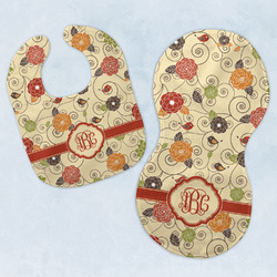 Fall Flowers Baby Bib & Burp Set w/ Monogram