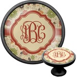 Fall Flowers Cabinet Knob (Black) (Personalized)