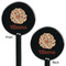 Fall Flowers Black Plastic 5.5" Stir Stick - Double Sided - Round - Front & Back