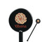 Fall Flowers Black Plastic 5.5" Stir Stick - Round - Closeup