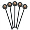 Fall Flowers Black Plastic 5.5" Stir Stick - Round - Fan View