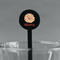 Fall Flowers Black Plastic 7" Stir Stick - Round - Main