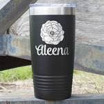 Fall Flowers 20 oz Stainless Steel Tumbler - Black - Single Sided (Personalized)