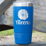 Fall Flowers 20 oz Stainless Steel Tumbler - Royal Blue - Single Sided (Personalized)