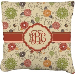Fall Flowers Faux-Linen Throw Pillow 16" (Personalized)