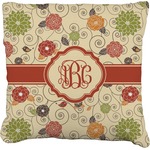 Fall Flowers Faux-Linen Throw Pillow 18" (Personalized)