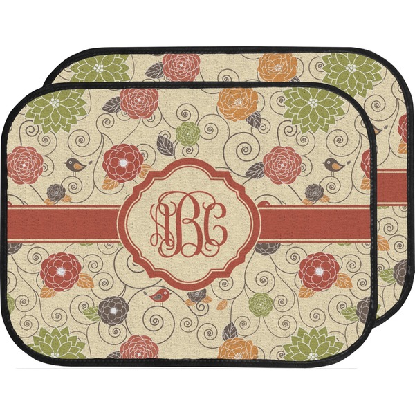 Custom Fall Flowers Car Floor Mats (Back Seat) (Personalized)