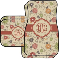 Fall Flowers Car Floor Mats Set - 2 Front & 2 Back (Personalized)