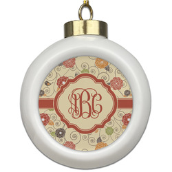 Fall Flowers Ceramic Ball Ornament (Personalized)