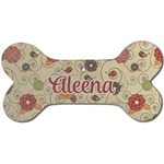 Fall Flowers Ceramic Dog Ornament - Front w/ Monogram