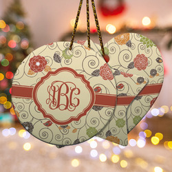 Fall Flowers Ceramic Ornament w/ Monogram