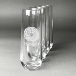 Fall Flowers Champagne Flute - Stemless Engraved - Set of 4 (Personalized)