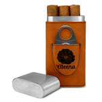 Fall Flowers Cigar Case with Cutter - Rawhide (Personalized)