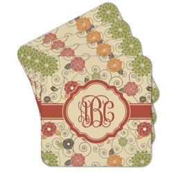 Fall Flowers Cork Coaster - Set of 4 w/ Monogram