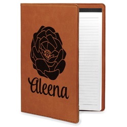 Fall Flowers Leatherette Portfolio with Notepad - Large - Single Sided (Personalized)