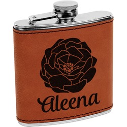 Fall Flowers Leatherette Wrapped Stainless Steel Flask (Personalized)