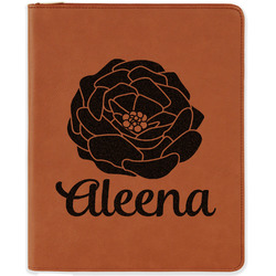 Fall Flowers Leatherette Zipper Portfolio with Notepad - Double Sided (Personalized)