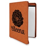 Fall Flowers Leatherette Zipper Portfolio with Notepad - Double Sided (Personalized)