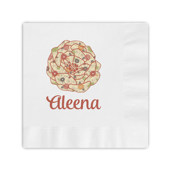 Custom Fall Flowers Coined Cocktail Napkins (Personalized)