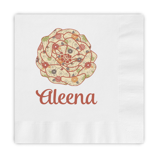 Custom Fall Flowers Embossed Decorative Napkins (Personalized)