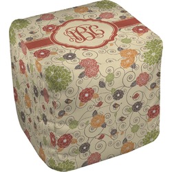 Fall Flowers Cube Pouf Ottoman (Personalized)