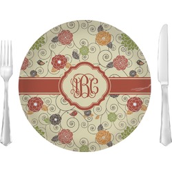 Fall Flowers Glass Lunch / Dinner Plate 10" (Personalized)