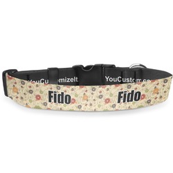 Fall Flowers Deluxe Dog Collar - Medium (11.5" to 17.5") (Personalized)