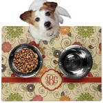 Fall Flowers Dog Food Mat - Medium w/ Monogram