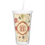 Fall Flowers Double Wall Tumbler with Straw (Personalized)