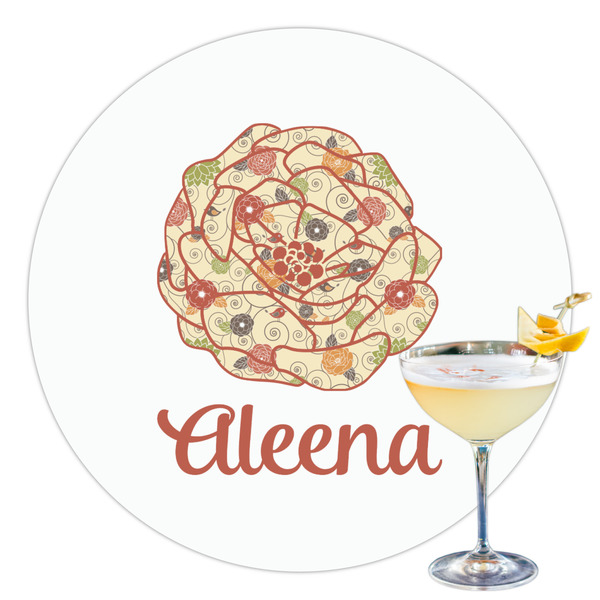 Custom Fall Flowers Printed Drink Topper - 3.5" (Personalized)