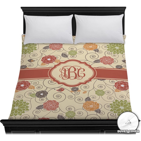 Custom Fall Flowers Duvet Cover - Full / Queen (Personalized)