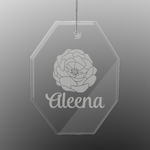 Fall Flowers Engraved Glass Ornament - Octagon (Personalized)