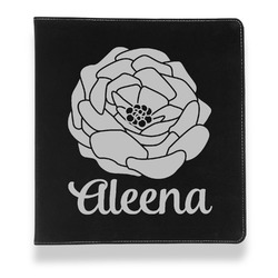 Fall Flowers Leather Binder - 1" - Black (Personalized)