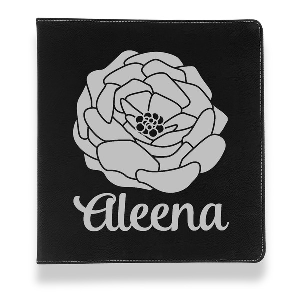 Custom Fall Flowers Leather Binder - 1" - Black (Personalized)