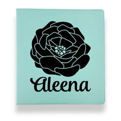 Fall Flowers Leather Binder - 1" - Teal (Personalized)