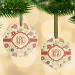 Fall Flowers Flat Glass Ornament w/ Monogram