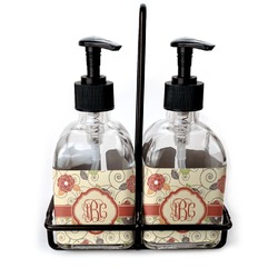 Fall Flowers Glass Soap & Lotion Bottle Set (Personalized)