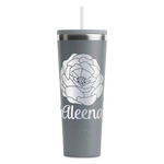 Fall Flowers RTIC Everyday Tumbler with Straw - 28oz - Grey - Double-Sided (Personalized)