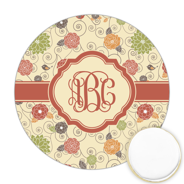 Custom Fall Flowers Printed Cookie Topper - Round (Personalized)