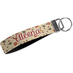 Fall Flowers Wristlet Webbing Keychain Fob (Personalized)