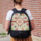 Fall Flowers Large Backpack - Black - On Back