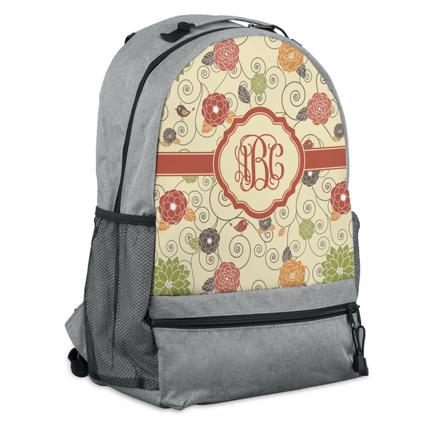 Custom Fall Flowers Backpack - Grey (Personalized)