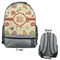 Fall Flowers Large Backpack - Gray - Front & Back View