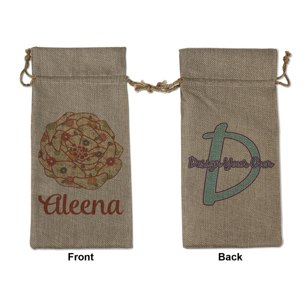 Custom Fall Flowers Large Burlap Gift Bag - Front & Back (Personalized)