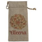 Fall Flowers Large Burlap Gift Bag - Front (Personalized)