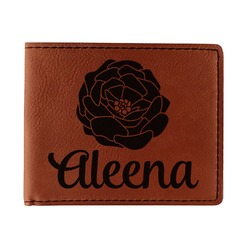 Fall Flowers Leatherette Bifold Wallet - Double Sided (Personalized)