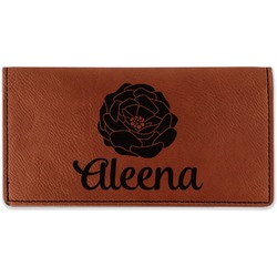 Fall Flowers Leatherette Checkbook Holder - Double Sided (Personalized)