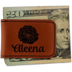 Fall Flowers Leatherette Magnetic Money Clip - Double Sided (Personalized)