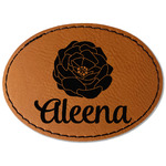 Fall Flowers Faux Leather Iron On Patch - Oval (Personalized)