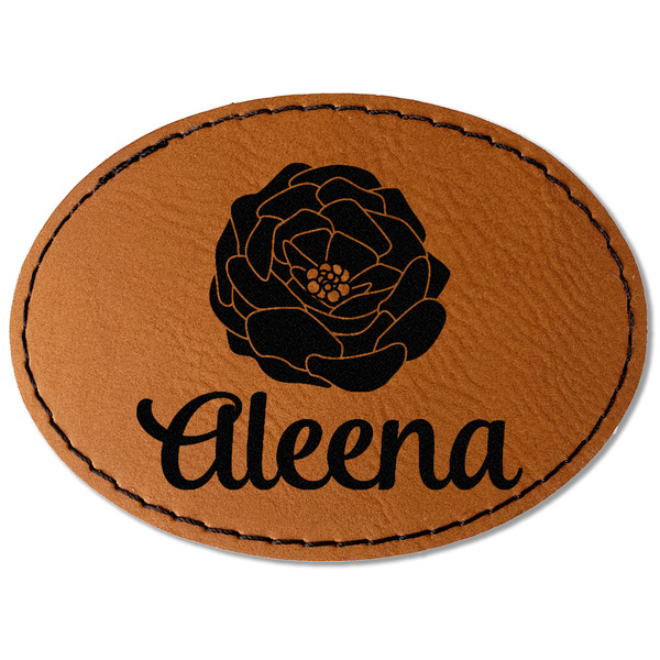 Custom Fall Flowers Faux Leather Iron On Patch - Oval (Personalized)